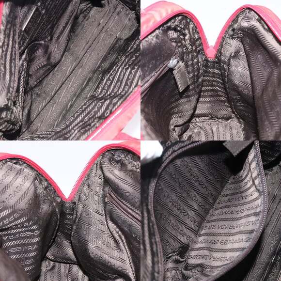 PRADA Hand Bag Nylon Red Silver - Picture 12 of 13